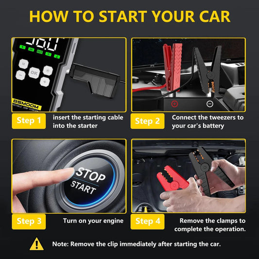 Car Jump Starter With Air Compressor LCD Screen 21800mAh Portable Booster Charger 6000A Powerful Car Battery Starting Devi - MANDOTOS