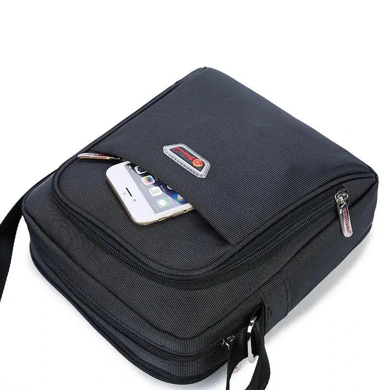 Mandotos men's Oxford cloth shoulder bag with multiple compartments, stylish and functional for business and casual use