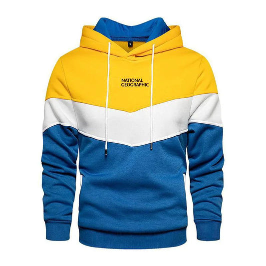 Men's Casual Sports Panel Hooded Pullover Sweatshirt - MANDOTOS