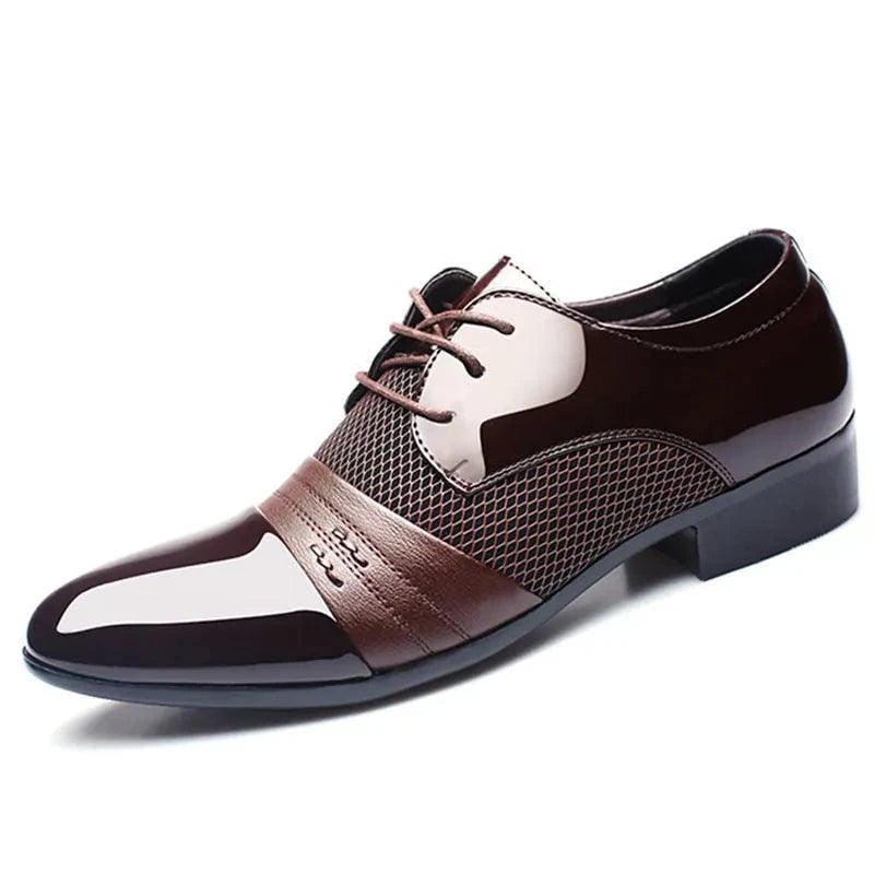 Men's formal shoes by MANDOTOS featuring sleek black leather design and polished finish for elegant dress occasions.