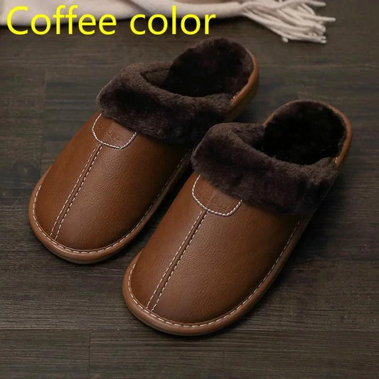 Men's Luxury Leather Slippers - MANDOTOS