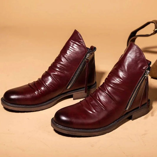 Men's Premium Leather Martin Boots - MANDOTOS