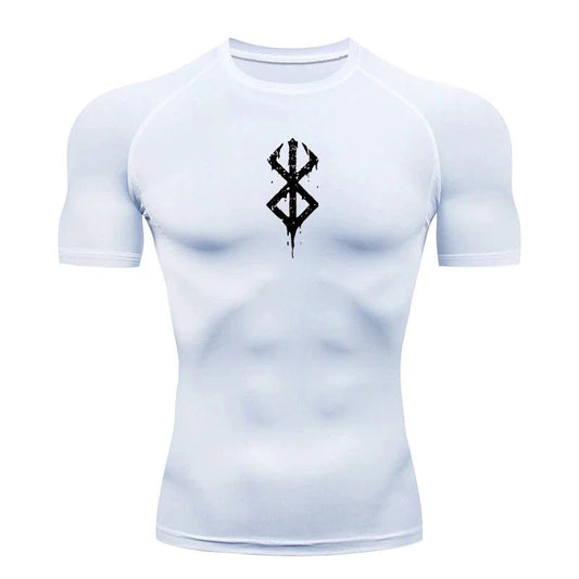 Men's Print Compression Shirts Summer Short Sleeve Rash Guard Gym Workout T-shirt Athletic Quick Dry Baselayer Undershirts Tops - MANDOTOS