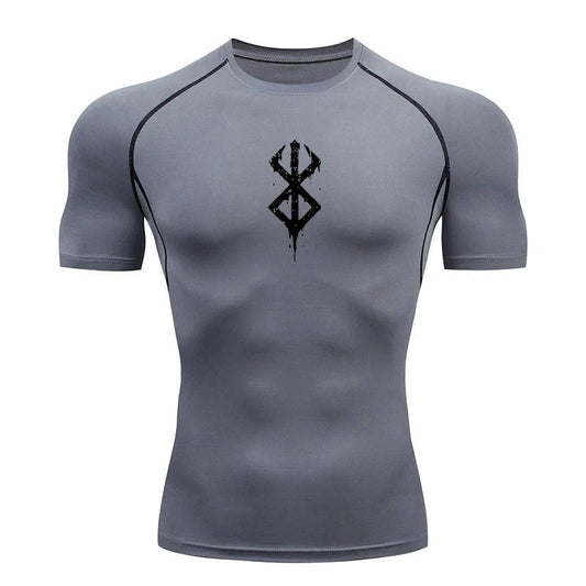 Men's Print Compression Shirts Summer Short Sleeve Rash Guard Gym Workout T-shirt Athletic Quick Dry Baselayer Undershirts Tops - MANDOTOS