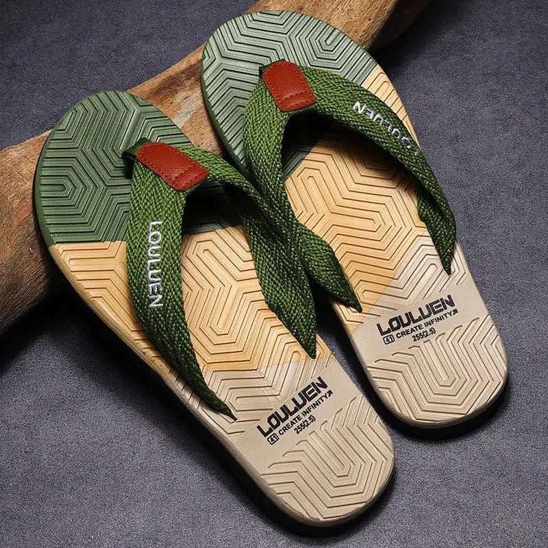 Men's elegant comfort sandals by MANDOTOS with open toe design and cushioned straps on a neutral background.