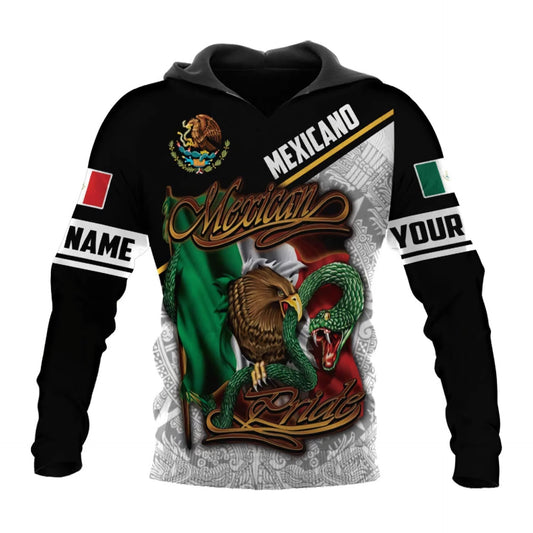 Mexico 3D Eagle Print Pullover Hoodie - Corduroy - MANDOTOS