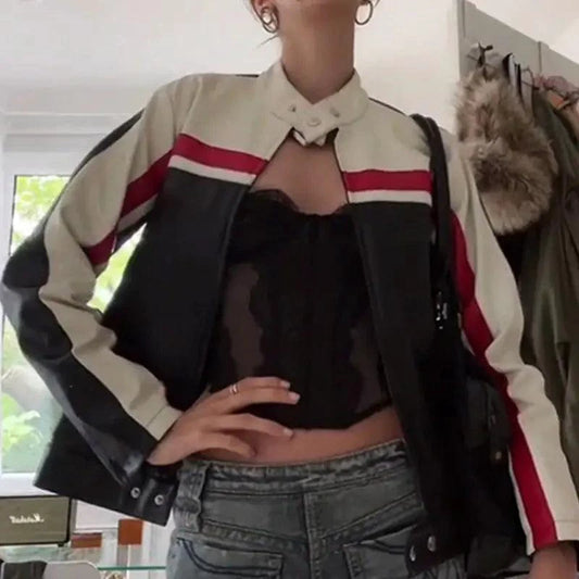Mosaic Leather Jacket - MANDOTOS