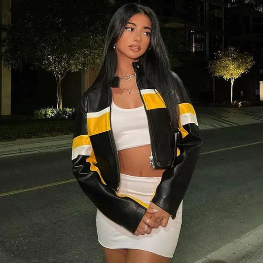 Mosaic Leather Jacket - MANDOTOS