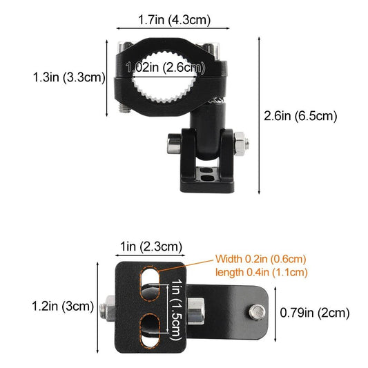 Mandotos motorcycle crash bars with foglight mounting brackets and highway bar for driving lights and spotlight installation.