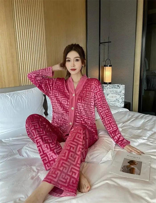 New Gold Velvet Pajamas Women's Suit - MANDOTOS