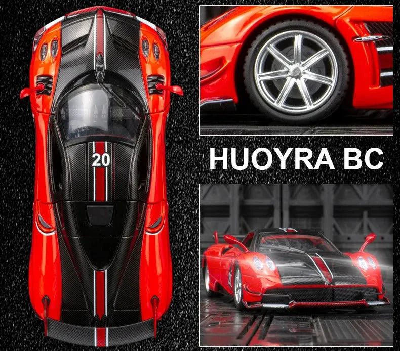 Mandotos Pagani Fengshen Sport Model Replica showcasing detailed miniature car with sleek design and vibrant color.