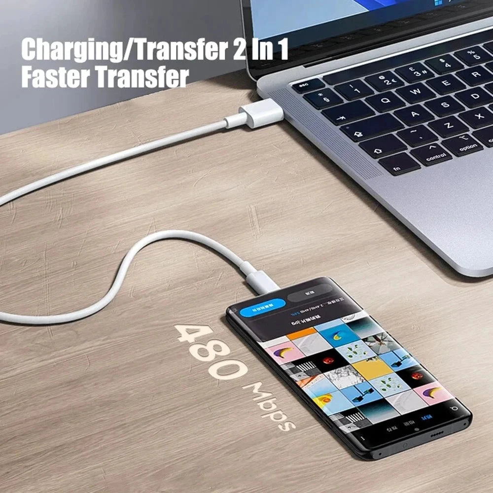 Mandotos PD 60W USB-C to USB-C fast charge data cable in black or white, available in 1M, 2M, or 3M lengths for smartphones.