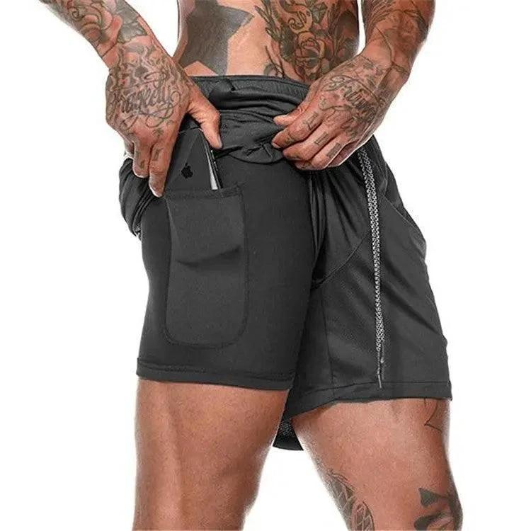 Mandotos Pocket Compression Shorts shown in black with side pockets and elastic waistband, designed for athletic support.