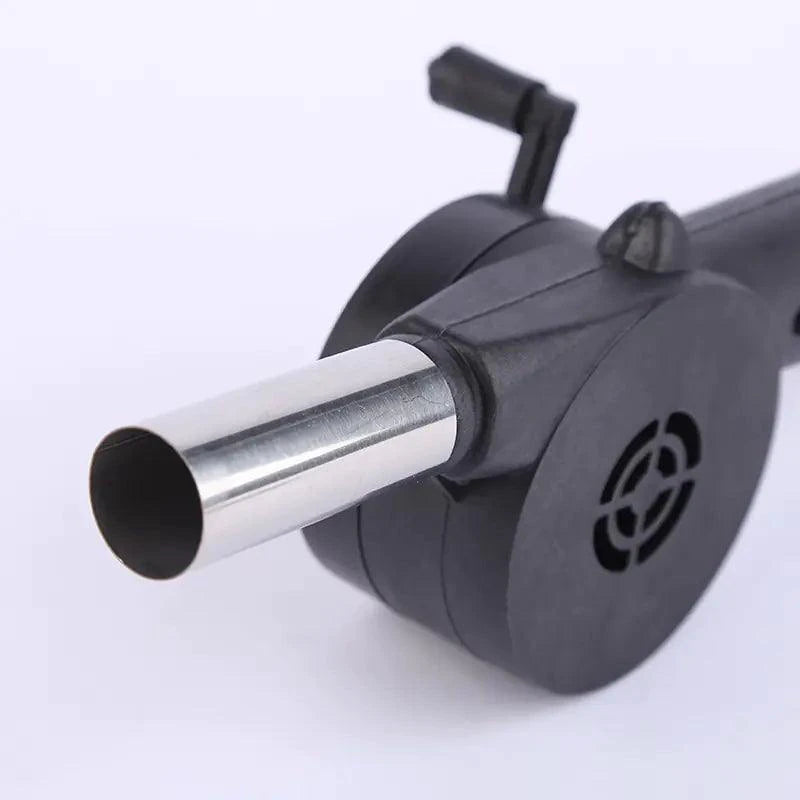 MANDOTOS portable BBQ blower for easy ignition, compact design with a handle, ideal for outdoor grilling and barbecues.