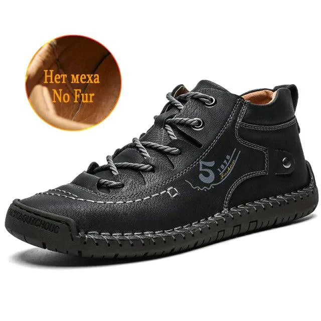 Mandotos premium microfiber leather boots showing sleek design and high-quality stitching on a clean white background.