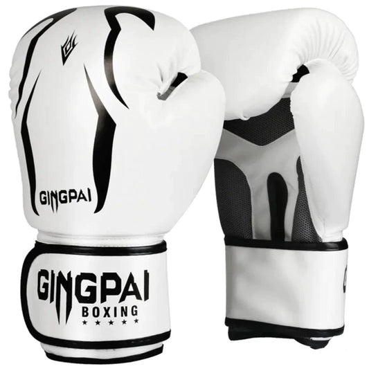 Mandotos Pro Punch adult boxing gloves in black with red accents, featuring padded wrists and adjustable straps.