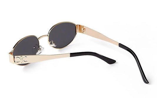Retro Metal Frame Pilot Oval Sunglasses Women Men Brand Designer Vintage Round Sun Glasses Luxury 90s Green Lens Shades Male UV - MANDOTOS