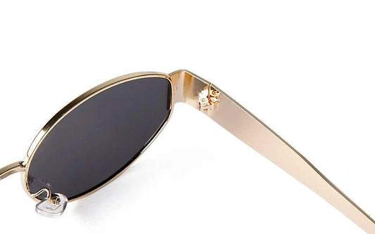 Retro Metal Frame Pilot Oval Sunglasses Women Men Brand Designer Vintage Round Sun Glasses Luxury 90s Green Lens Shades Male UV - MANDOTOS