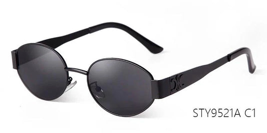Retro Metal Frame Pilot Oval Sunglasses Women Men Brand Designer Vintage Round Sun Glasses Luxury 90s Green Lens Shades Male UV - MANDOTOS