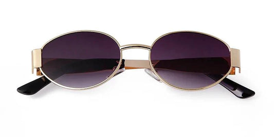 Retro Metal Frame Pilot Oval Sunglasses Women Men Brand Designer Vintage Round Sun Glasses Luxury 90s Green Lens Shades Male UV - MANDOTOS
