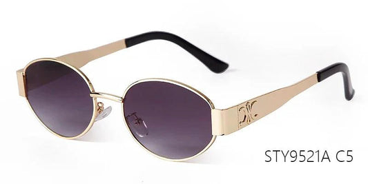 Retro Metal Frame Pilot Oval Sunglasses Women Men Brand Designer Vintage Round Sun Glasses Luxury 90s Green Lens Shades Male UV - MANDOTOS