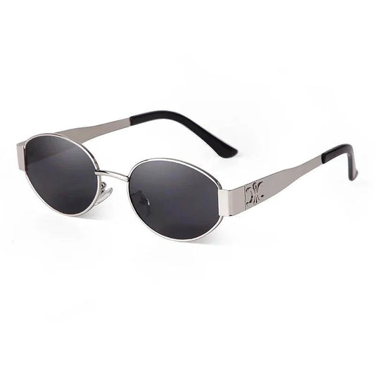 Retro Metal Frame Pilot Oval Sunglasses Women Men Brand Designer Vintage Round Sun Glasses Luxury 90s Green Lens Shades Male UV - MANDOTOS