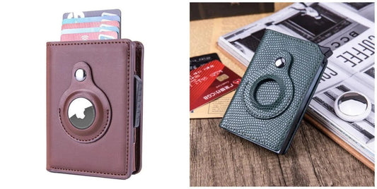 RFID Men's Wallet - Slim Leather Card Holder with AirTag Slot - MANDOTOS