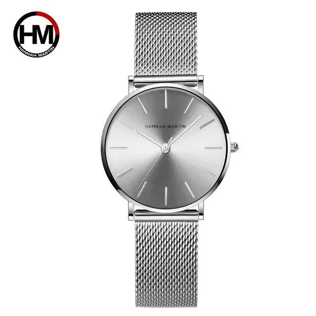 Rose gold stainless steel ladies' watch by MANDOTOS with a sleek round dial and elegant bracelet design.