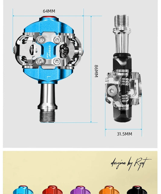 Mandotos RYET MTB clipless pedals offering strong grip and control for mountain biking, shown mounted on a bike pedal.