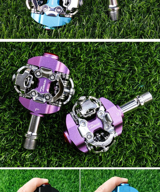 Mandotos RYET MTB clipless pedals with textured surface for enhanced grip and control during mountain biking.