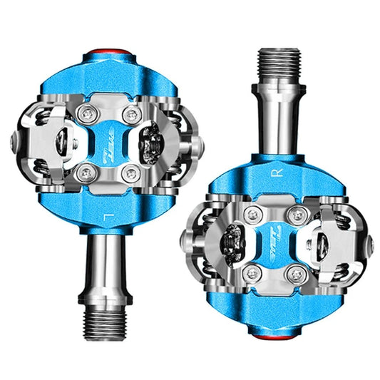 Mandotos RYET MTB clipless pedals with textured grip surface for enhanced control on mountain biking trails.