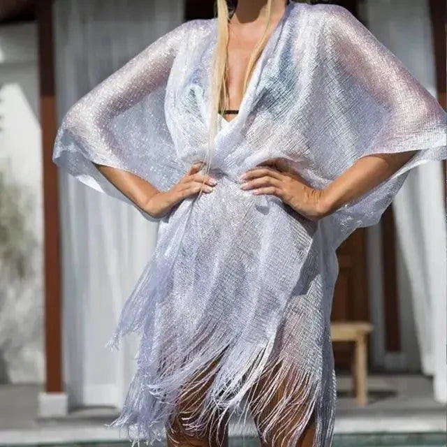 Mandotos Seaside Elegance women's cover-up in lightweight fabric with a relaxed fit, perfect for beachwear or casual summer outings.