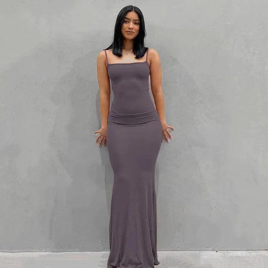 Sleek Satin Backless Gown - MANDOTOS