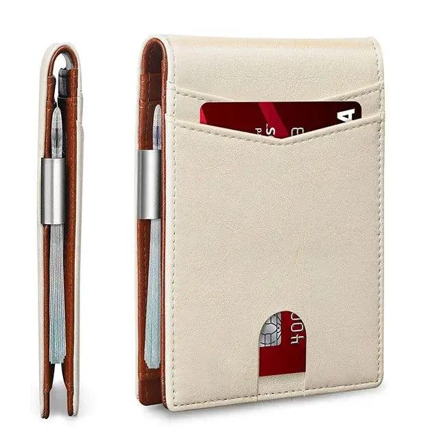 Mandotos slim RFID leather wallet with multiple card slots and sleek design, ideal for secure everyday use.