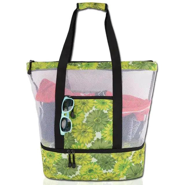 Mandotos Summer Beach Cooler Tote with insulated interior and sturdy handles, perfect for picnics and beach days.