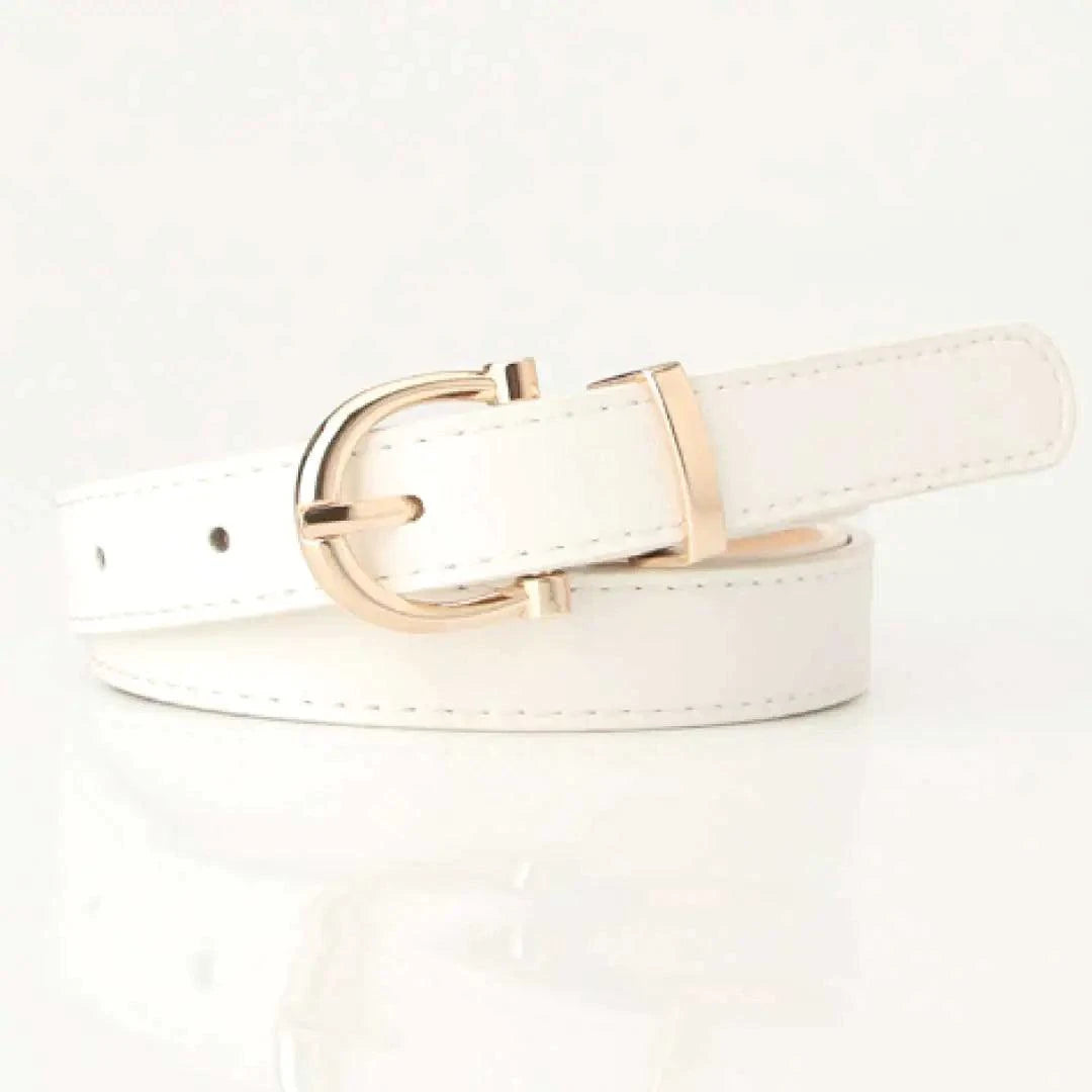 Mandotos Tally vegan leather belt with adjustable buckle and sleek black design, perfect for casual or formal wear.