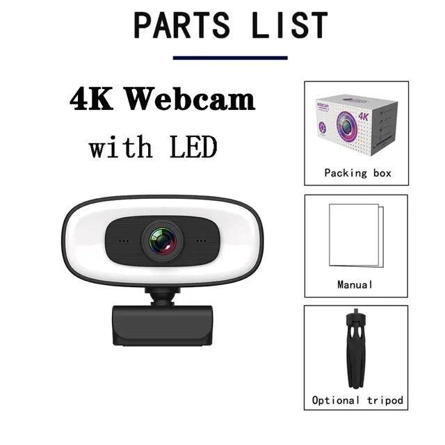 Mandotos Ultra-Clear 4K Mini Webcam showing a compact design with adjustable lens and built-in microphone, ideal for video calls.
