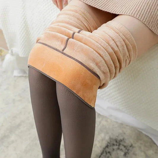 Winter Velvet Fleece Thermal Tights - High Waist Slim Pantyhose - MANDOTOS