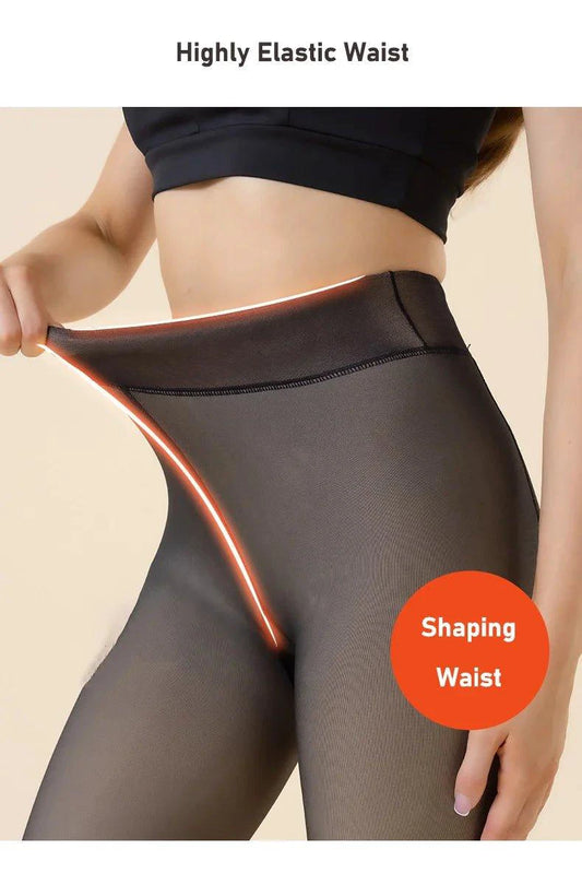 Winter Velvet Fleece Thermal Tights - High Waist Slim Pantyhose - MANDOTOS