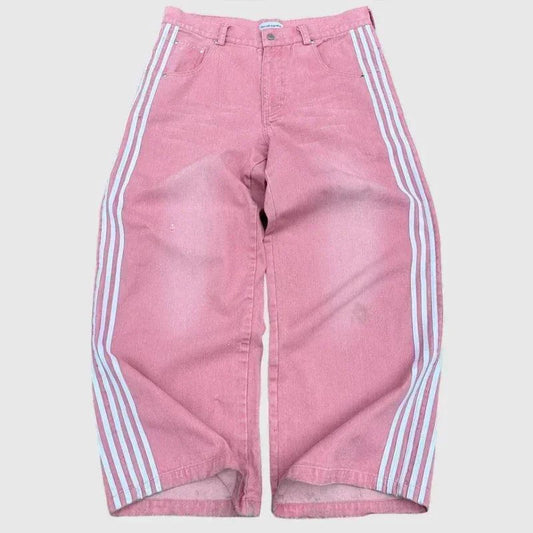 Y2K Baggy Jeans Harajuku vintage Striped Embroidered high quality Sweatpants men women Hip Hop Casual wide leg jeans streetwear - MANDOTOS