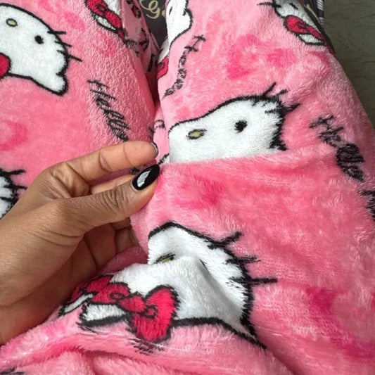 Mandotos Y2K Hello Kitty pajamas pants for women with cartoon Hello Kitty design, comfortable sleepwear and leisure home trousers