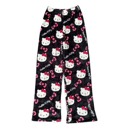 Mandotos Y2K Hello Kitty pajama pants for women featuring cartoon Hello Kitty and Sanrio anime design, cozy leisure sleepwear.