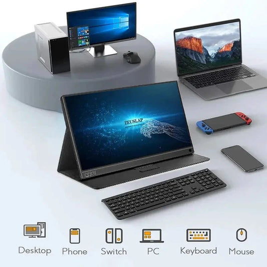 Mandotos ZEUS 16-inch 2.5K portable gaming monitor with ultra-smooth display and sleek design, perfect for gaming on the go.