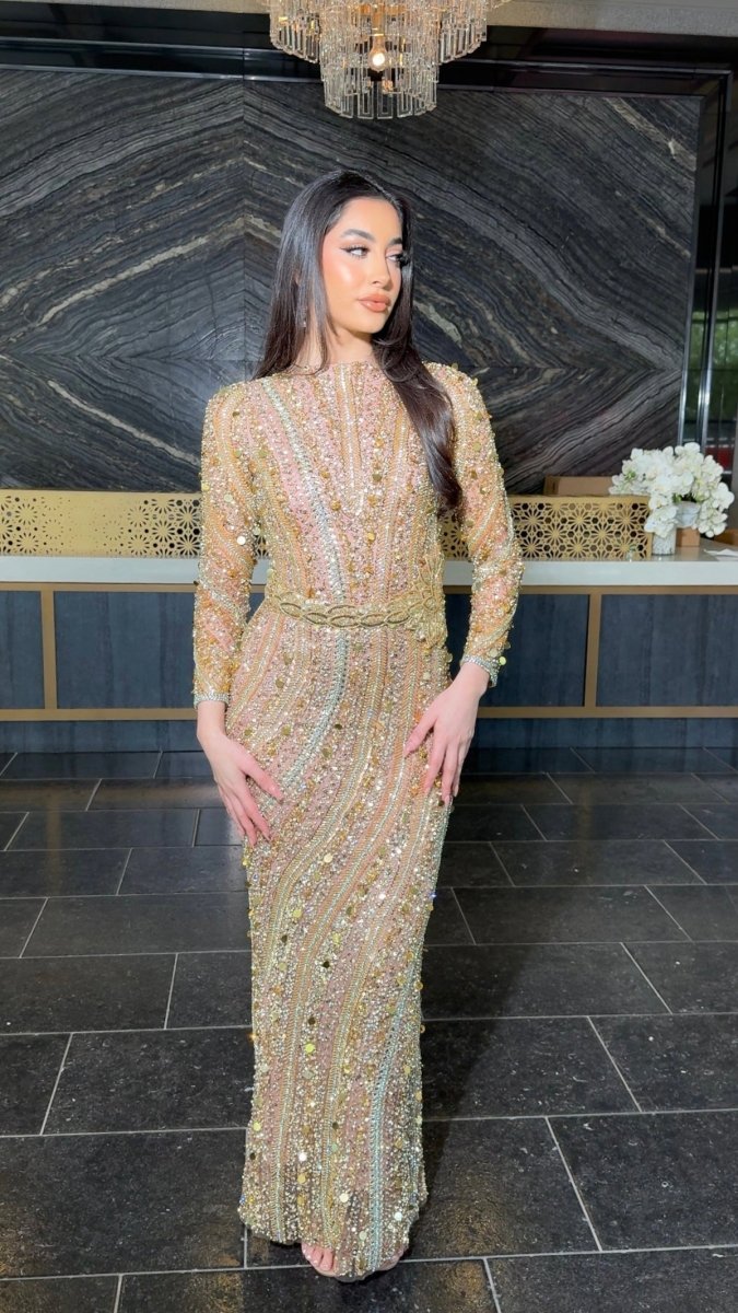 Mariam Long Sleeve Beaded Dress - MANDOTOS INTERNATIONALDresses