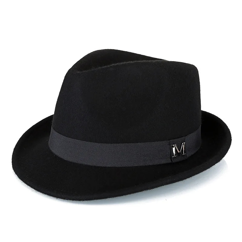 Men Winter Thick Warm Felt Fedora Hats Wool Gentleman Jazz Cap Homburg Male Classical Narrow Brim Top Hat - MANDOTOS INTERNATIONAL
