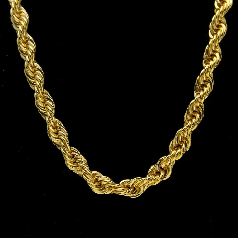 Men's hip-hop gold-plated European and American necklace fashion high sense 1cm thick twist necklace twisted rope chain a generation of hair - MANDOTOS INTERNATIONAL