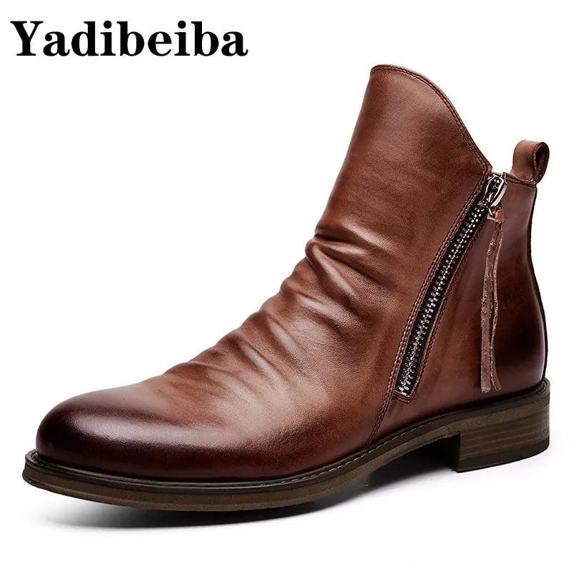 Men's Premium Leather Martin Boots - MANDOTOS