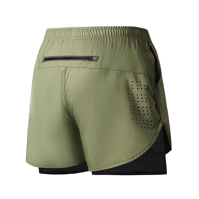 Men's Running Shorts Quick-drying Fitness Black Double Layer Shorts Men New Sport Workout Training Bodybuilding Short Pants - MANDOTOS