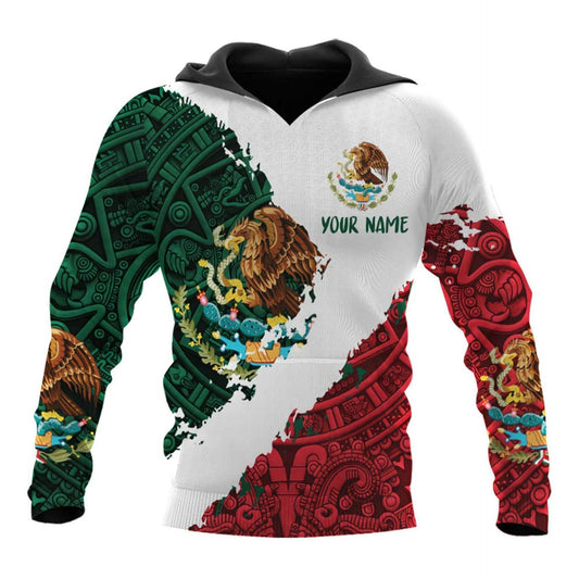 Mexico 3D Eagle Print Pullover Hoodie - Corduroy - MANDOTOS