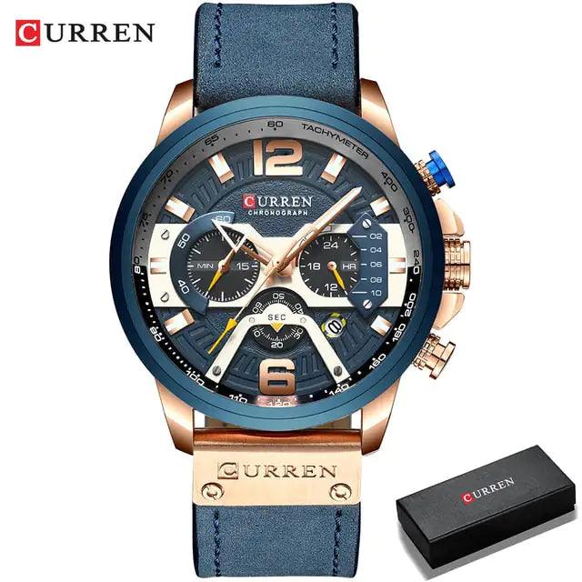 Military Leather Chronograph Wristwatch - MANDOTOS